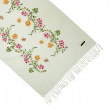 Шарф жіночий Білий кашеміровий з вишивкою 70x180 N-4015