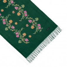 Шарф жіночий зелений кашеміровий з вишивкою 70x180 N-4021